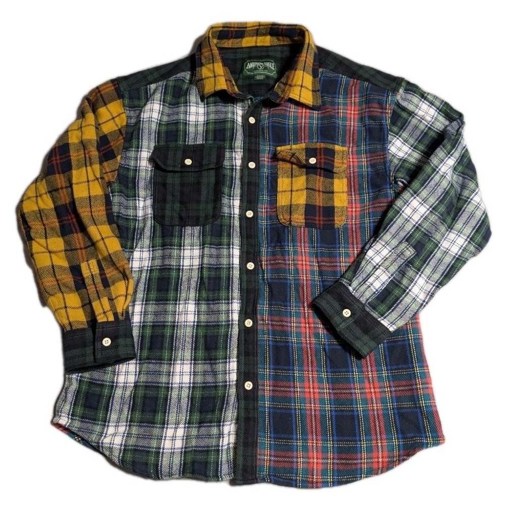 American Eagle Heavyweight Patchwork Flannel Shir… - image 1